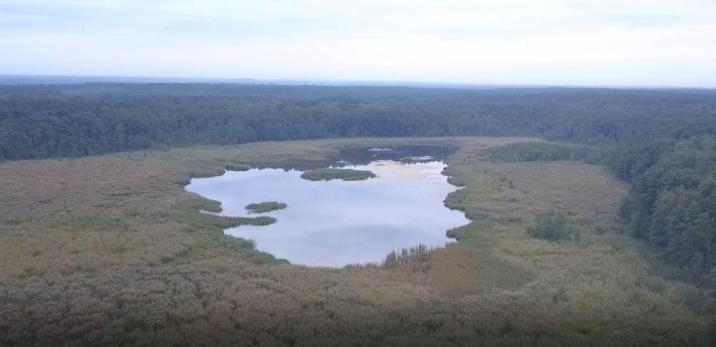 Widok z lotu ptaka na Jezioro Sycyńskie